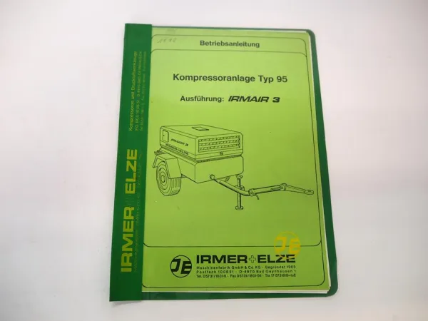 IE Irmer + Elze Kompressor Anlage Typ 95 IRMAIR 3 Betriebsanleitung 1990