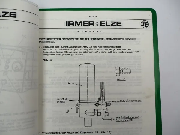 IE Irmer + Elze Kompressor Anlage Typ 95 IRMAIR 3 Betriebsanleitung 1990