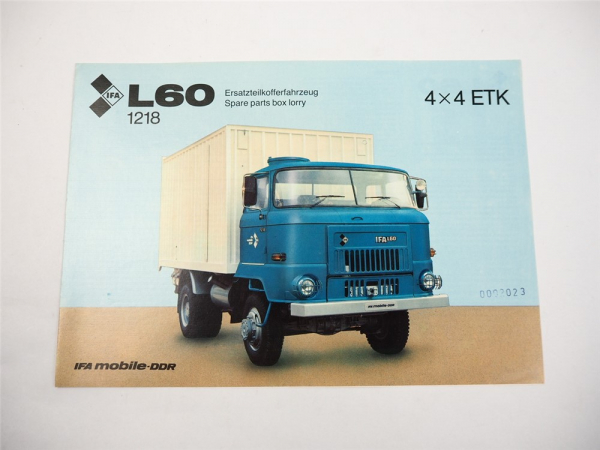 IFA L60 1218 LKW Kofferfahrzeug Prospekt Ludwigsfelde DDR 1988