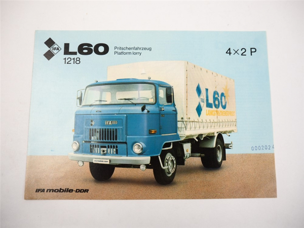 IFA L60 1218 LKW Pritschenfahrzeug Prospekt Ludwigsfelde DDR 1988