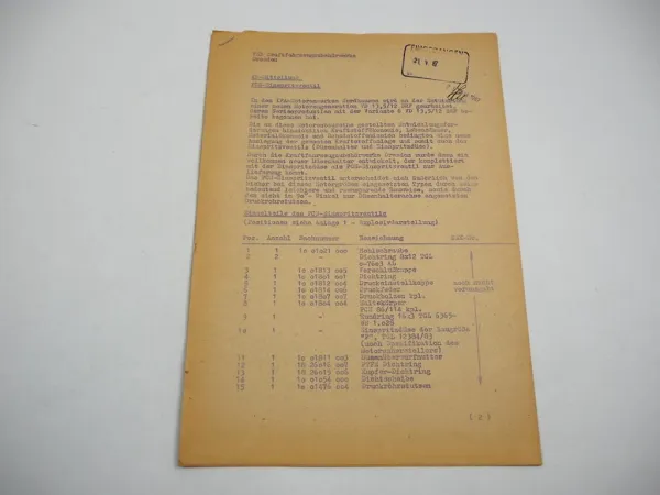 IFA Motor VD 13,5 /12 SRF Einspritzventil PCN Kundendienstmitteilung 1987