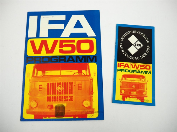 IFA W50 LKW Gesamtprogramm 2x Prospekt Ludwigsfelde DDR 1969/70