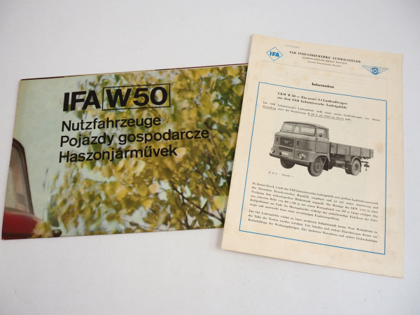 IFA W50 LKW Nutzfahrzeuge 2x Prospekt Technische Daten Übersicht Poster 1965/70