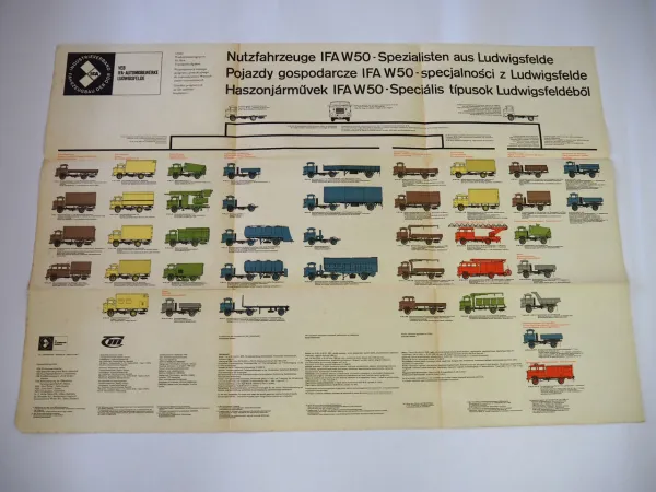 IFA W50 LKW Nutzfahrzeuge 2x Prospekt Technische Daten Übersicht Poster 1965/70