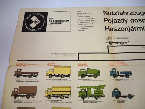 IFA W50 LKW Nutzfahrzeuge 2x Prospekt Technische Daten Übersicht Poster 1965/70