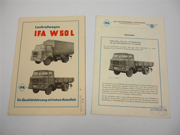 IFA W50L LKW Prospekt Technische Information Ludwigsfelde DDR 1965