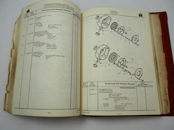 IHC 323 353 E353 423 E423 Schlepper Ersatzteilliste Ersatzteilkatalog 1970