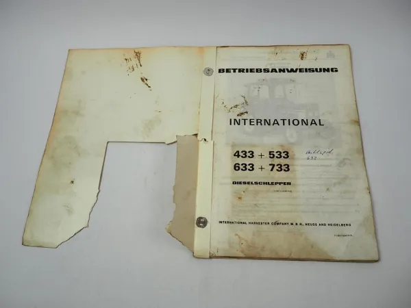 IHC 433 533 633 733 Dieselschlepper Betriebsanleitung Bedienungsanleitung 1982