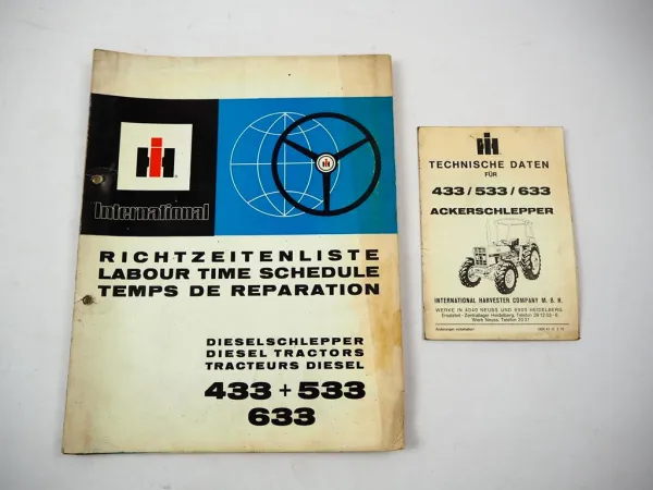 IHC 433 533 633 Dieselschlepper Technische Daten Richtzeitenliste 1975