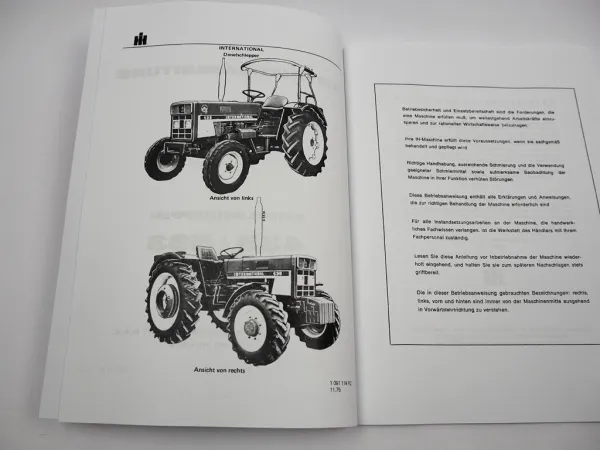 IHC 433 533 633 Schlepper Betriebsanleitung 1975