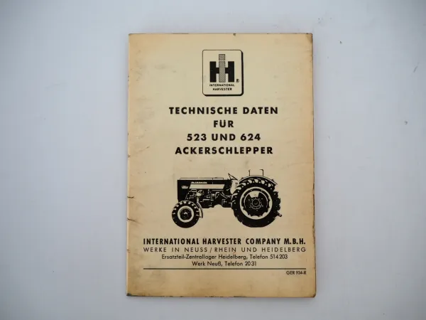 IHC 523 624 Ackerschlepper technische Daten McCormick 1965/66