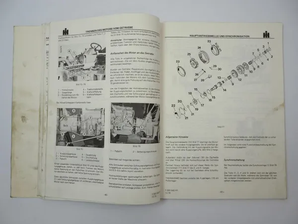 IHC 554 644 744 844 844S Getriebe Werkstatthandbuch Reparaturanleitung 1976