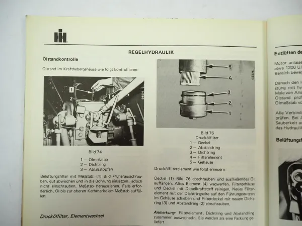 IHC 554 644 744 844 Schlepper Betriebsanleitung Bedienung Wartung 1974