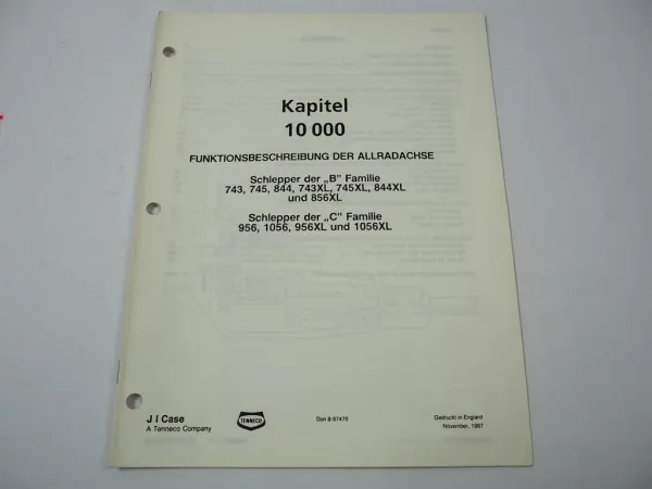 IHC 743 745 844 856 956 1056 +XL Funktion Allradachse Hydraulikschaltplan Werkstatthandbuch