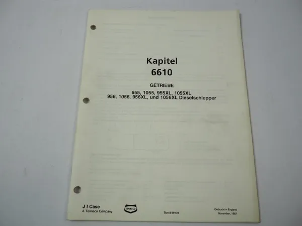IHC 955 956 1055 1056 + XL Reparaturanleitung Getriebe Werkstatthandbuch 1987