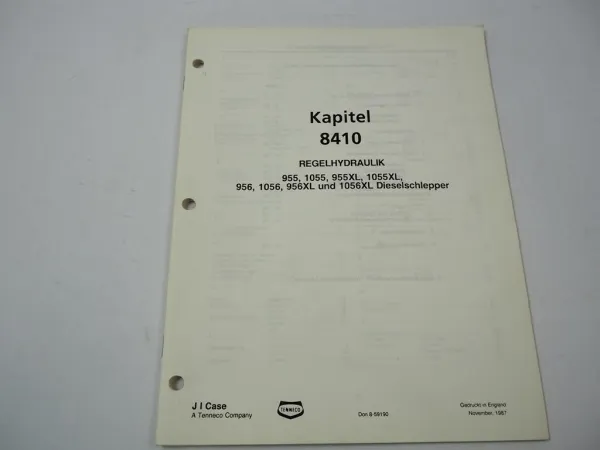 IHC 955 956 1055 1056 + XL Reparaturanleitung Regelhydraulik Werkstatthandbuch 1987