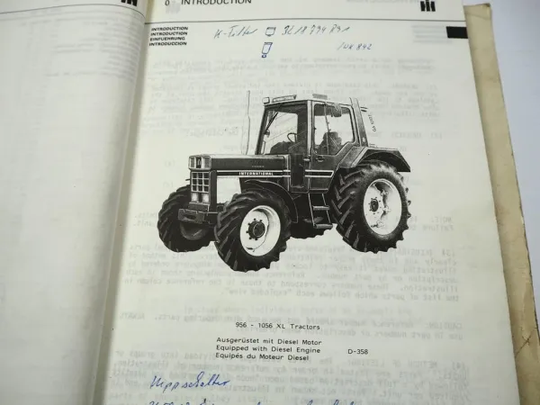 IHC 956XL 1056XL Dieselschlepper Ersatzteilliste Ersatzteilkatalog 7.1983