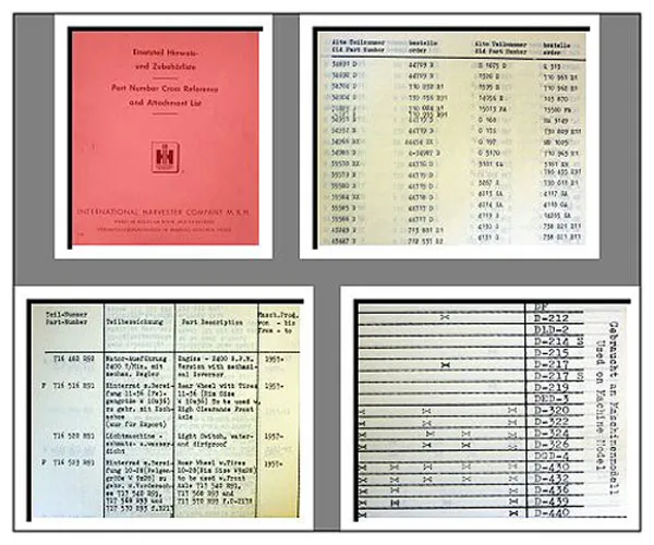 IHC Katalog über Teilenummern - Ersetzungen 1963