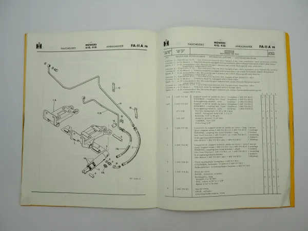 IHC Mc Cormick 323 624 Ersatzteilliste für 4-15 4-16 Anbaumäher 1971
