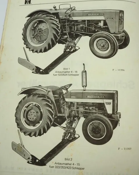 IHC Mc Cormick 323 bis 624 für Mähwerk 4-15 und 4-16 Betriebsanleitung 1970