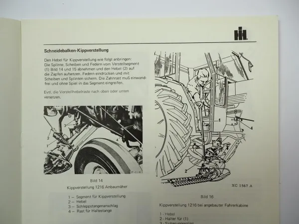 IHC Mc Cormick 323 bis 654 Mähwerk 1215 1216 Betriebsanleitung 1973