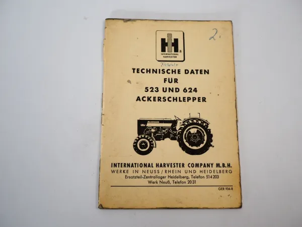 IHC Mc Cormick 523 624 Ackerschlepper Technische Daten 1965/66