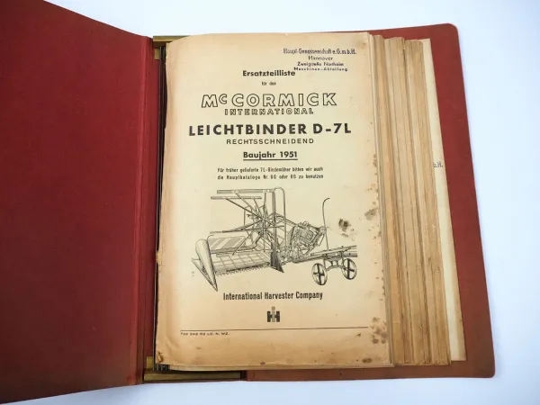 IHC Mc Cormick Anbaugeräte 15x Ersatzteilliste 1950/60er