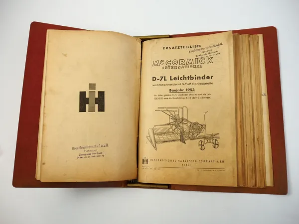 IHC Mc Cormick Anbaugeräte 15x Ersatzteilliste 1950/60er