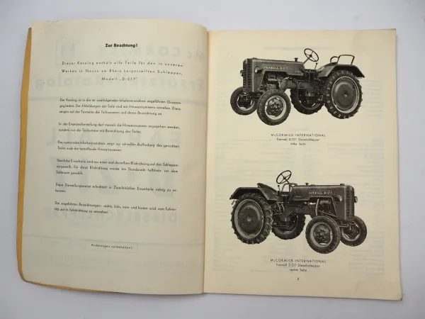 IHC Mc Cormick D-217 Farmall Schlepper Ersatzteilliste Ersatzteilkatalog 1956
