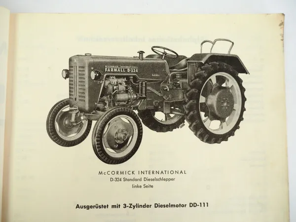 IHC Mc Cormick D-324 Standard Dieselschlepper Ersatzteilliste 1961