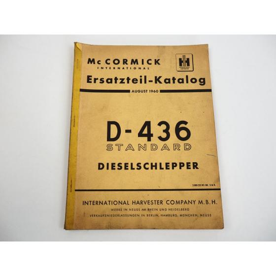 IHC Mc Cormick D-436 Standard Dieselschlepper Ersatzteilliste 1960