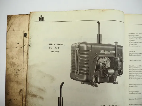IHC Mc Cormick DU132D Industrie Motor Bedienungsanleitung Ersatzteilliste 1967
