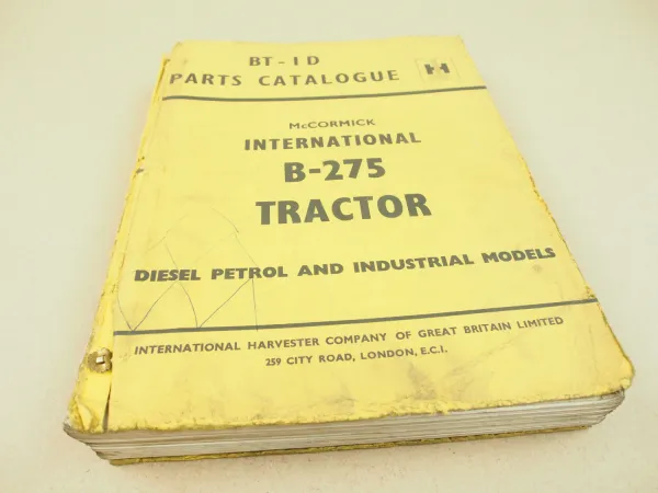 IHC McCormick B-275 B275 Tractor Parts List Ersatzteilliste in englisch