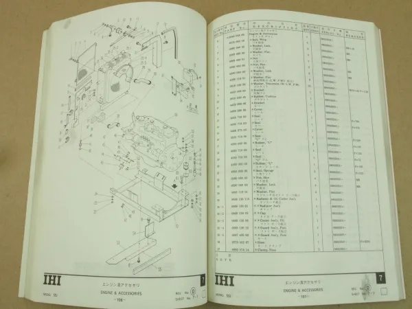 IHI 55J Bagger Ersatzteilliste in englisch Parts List Catalog 5/1993