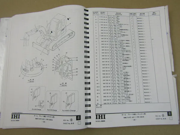 IHI 80NX Hydraulic Excavator Parts Catalog Ersatzteilliste 2000 in engl./japan.