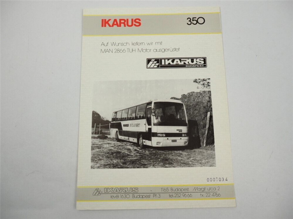 Ikarus 350 Omnibus Reisebus Prospekt Brochure 1970/80er Jahre Ungarn