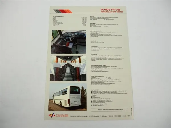 Ikarus 396 DAF SB3000 Omnibus Reisebus Prospekt 1980er Jahre Ungarn