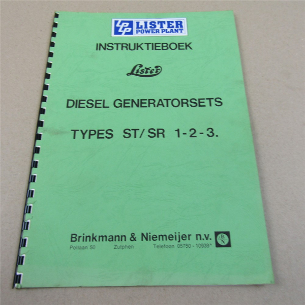 Instruktieboek Lister ST SR 1 2 3 Diesel Generator SCA 117 219 225 320