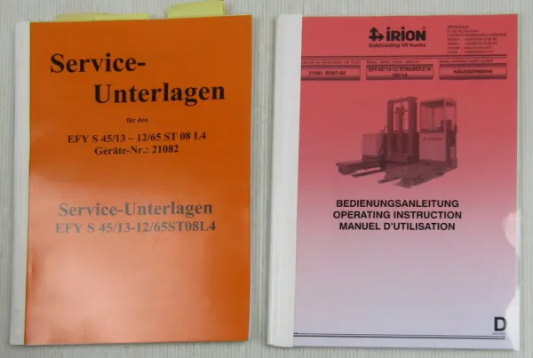 Irion EFY20-65 Seitenstapler Bedienung Betriebsanleitung + Schaltpläne ca 2003