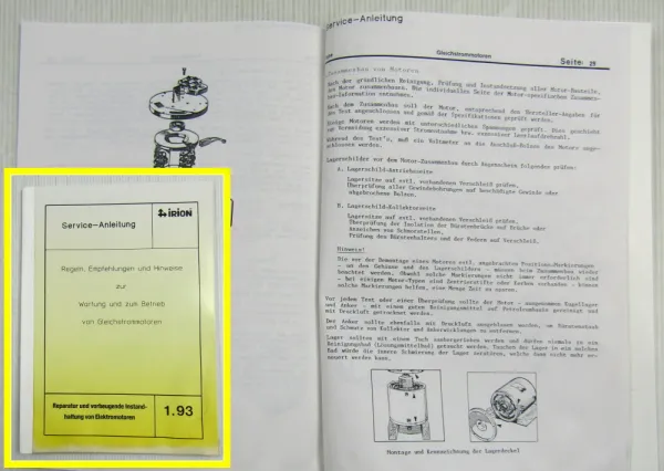 Irion Hinweise Wartung Betrieb Gleichstrommotoren Elektromotoren Service Anleitu