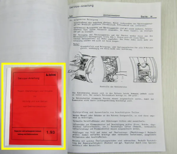 Irion Wartung Betrieb von Gleichstrommotoren Elektromotoren Service Anleitung 93
