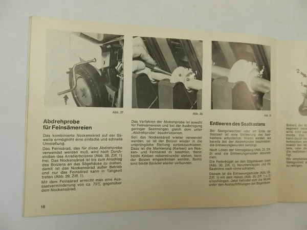 Isaria 6000 Aufsattel Drillmaschine Betriebsanleitung Saattabellen 1969