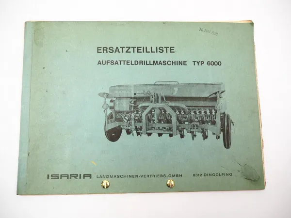 Isaria 6000 Drillmaschine Ersatzteilliste Ersatzteilkatalog 1970