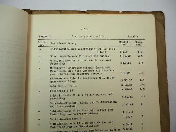 Isaria Super Universal Drillmaschine 2,5 - 4 m Ersatzteilliste 12/1959