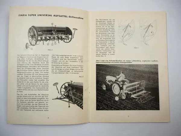Isaria Super Universal Drillmaschine Betriebsanleitung Sätabelle 2,25m 1962