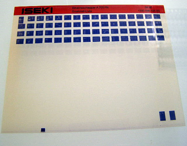 Iseki A700FN Einachsschlepper Ersatzteilliste 4.1990