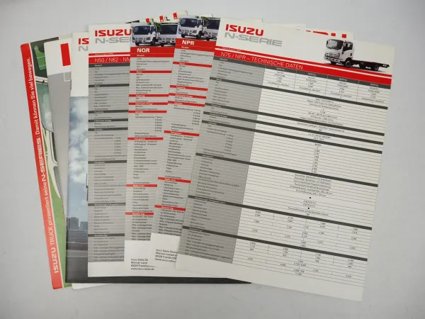 Isuzu N Serie LKW Truck 3x Prospekt 4x Technische Daten 1990/2000er Jahre