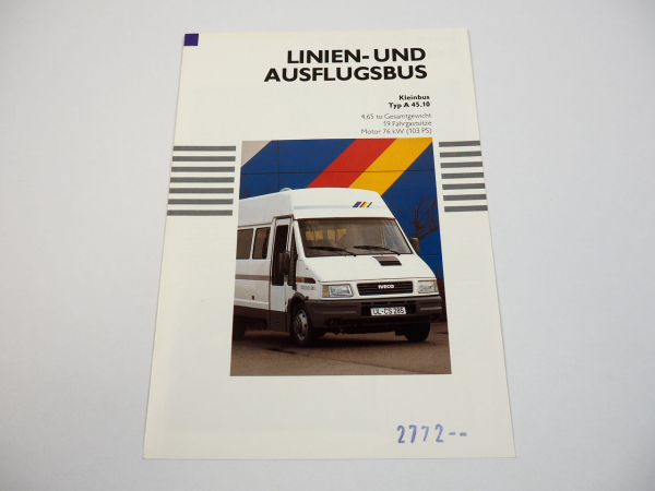 Iveco A45.10 TurboDaily Linienbus Kleinbus 4,65 t 19 Sitze Prospekt 1980er Jahre