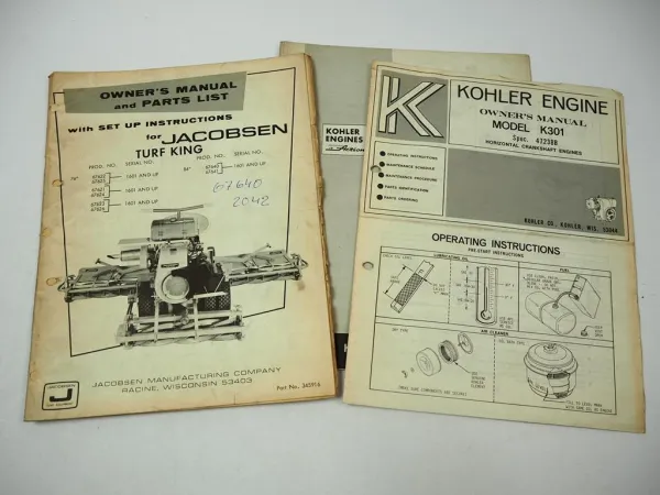 Jacobsen Turf King 76 84 Owners Manual and Parts List