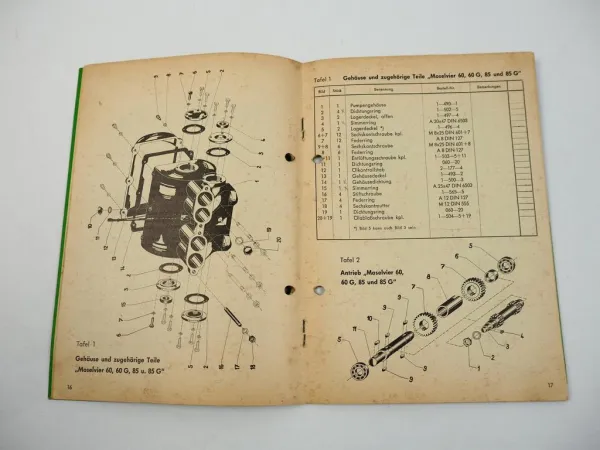 Jacoby Moselvier 60 85 G Spritzpumpen Bedienungsanleitung Ersatzteilliste 1964